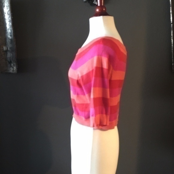 Pink and orange Striped Crop Sweater NWOT - Picture 2 of 4